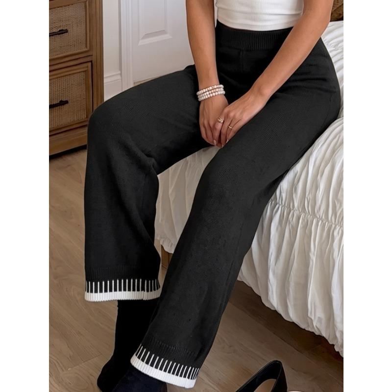 Women S Thick Contrast Stitching Wide Leg Casual Pants