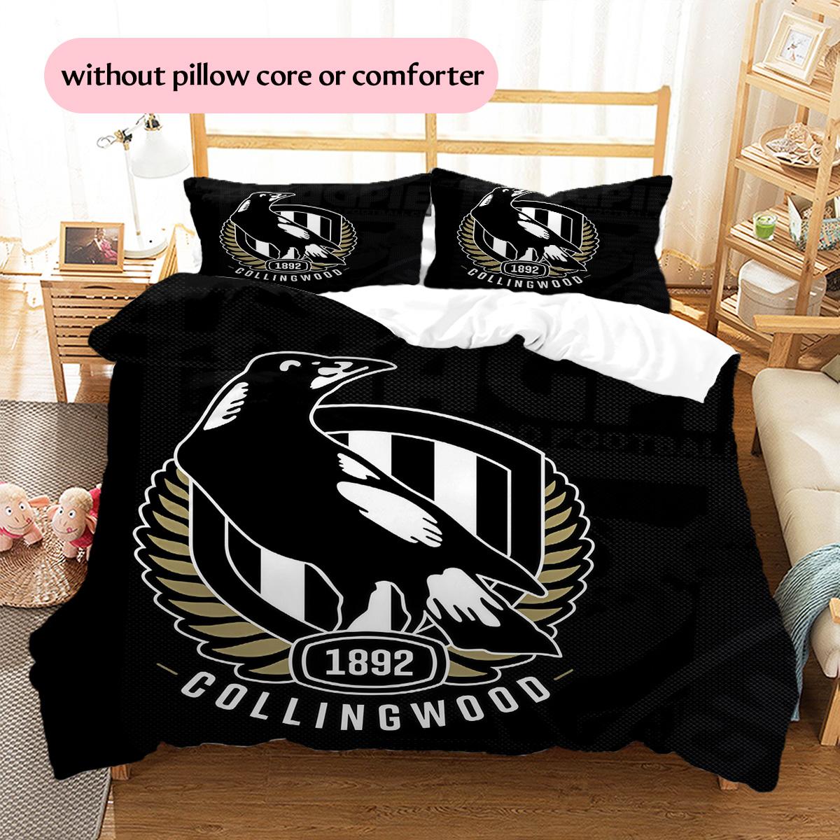 Collingwood Magpies Pattern Bedding Quilt Set Home Decoration Gift (1 * duvet cover + 2 * pillowcase without core) 135x200cm