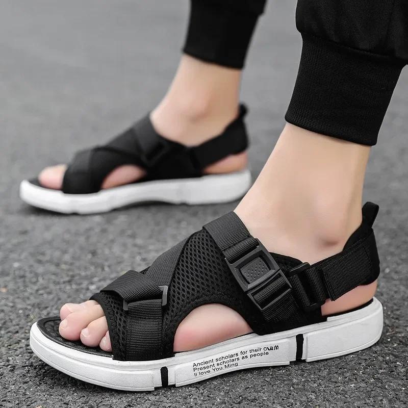 Fashion Summer Outdoor Breathable Comfort Slip On Open Shoes Casual Men Outdoor Sport Flat Sandals Shoes Soft Bottom Beach 2025