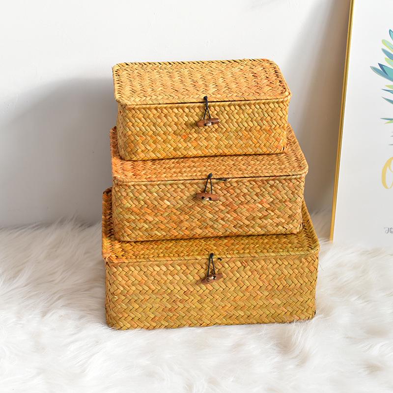 Handmade Rectangular Seagrass Wedding and Party Favor Gift Box