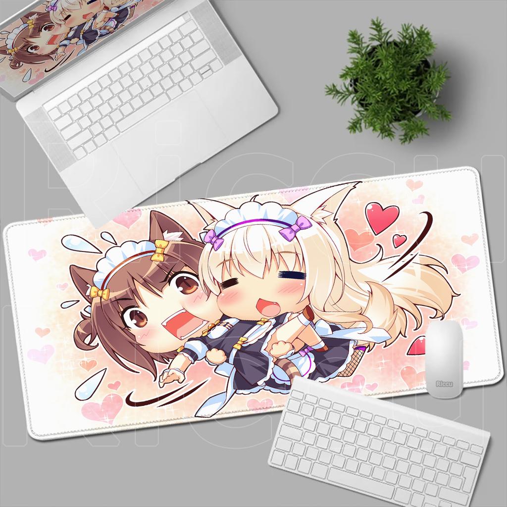 HD Anime Mousepad Cute Chocolate And Vanilla Natural Rubber Nonslip Keyboard Gaming Nekopara Extended Mat PC Office Accessories