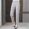 Summer High Waist Straight Pants for Women Plus Size Classic Elastic Waist Cotton Linen Trousers