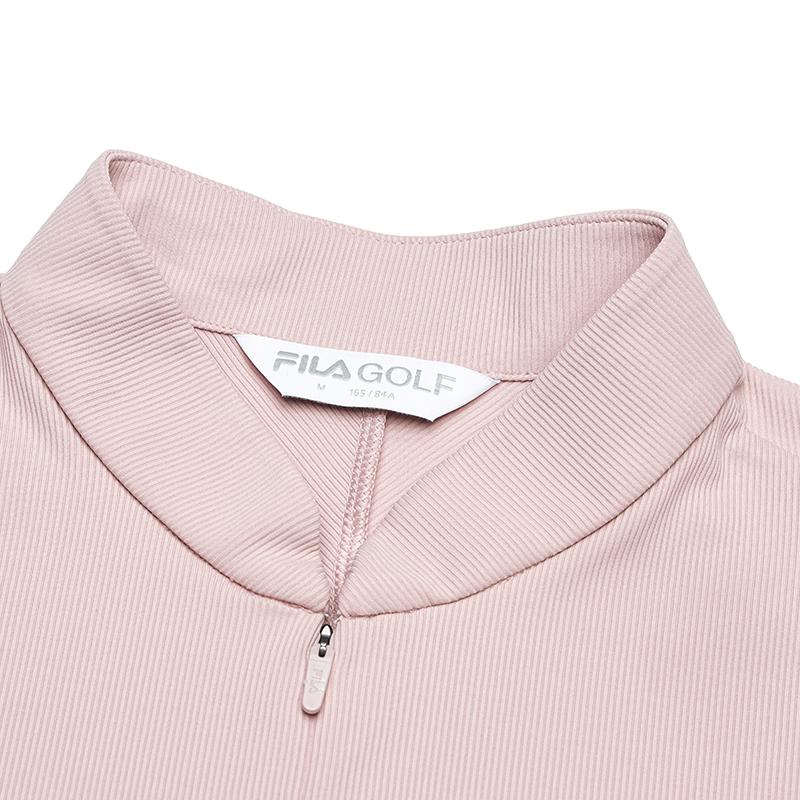 Fila Fitted Stand Collar Half Zip Knit Long Sleeve T-Shirt Women Tops Light-Bean-Paste A11W515202FPK