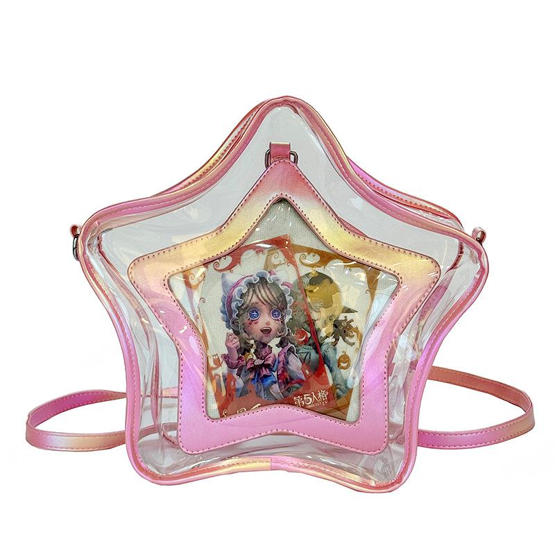 Star pentagram transparent bag women's shoulder single shoulder crossbody large capacity backpack