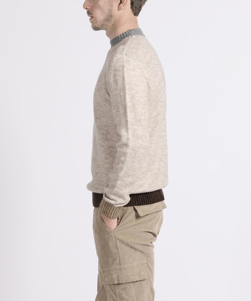 PANICALE Beige Color Block Crew Neck Knit