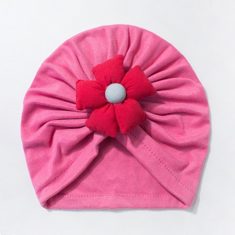 New children's hats, cute five-petaled flower baby pullover hats, soft and comfortable baby caps