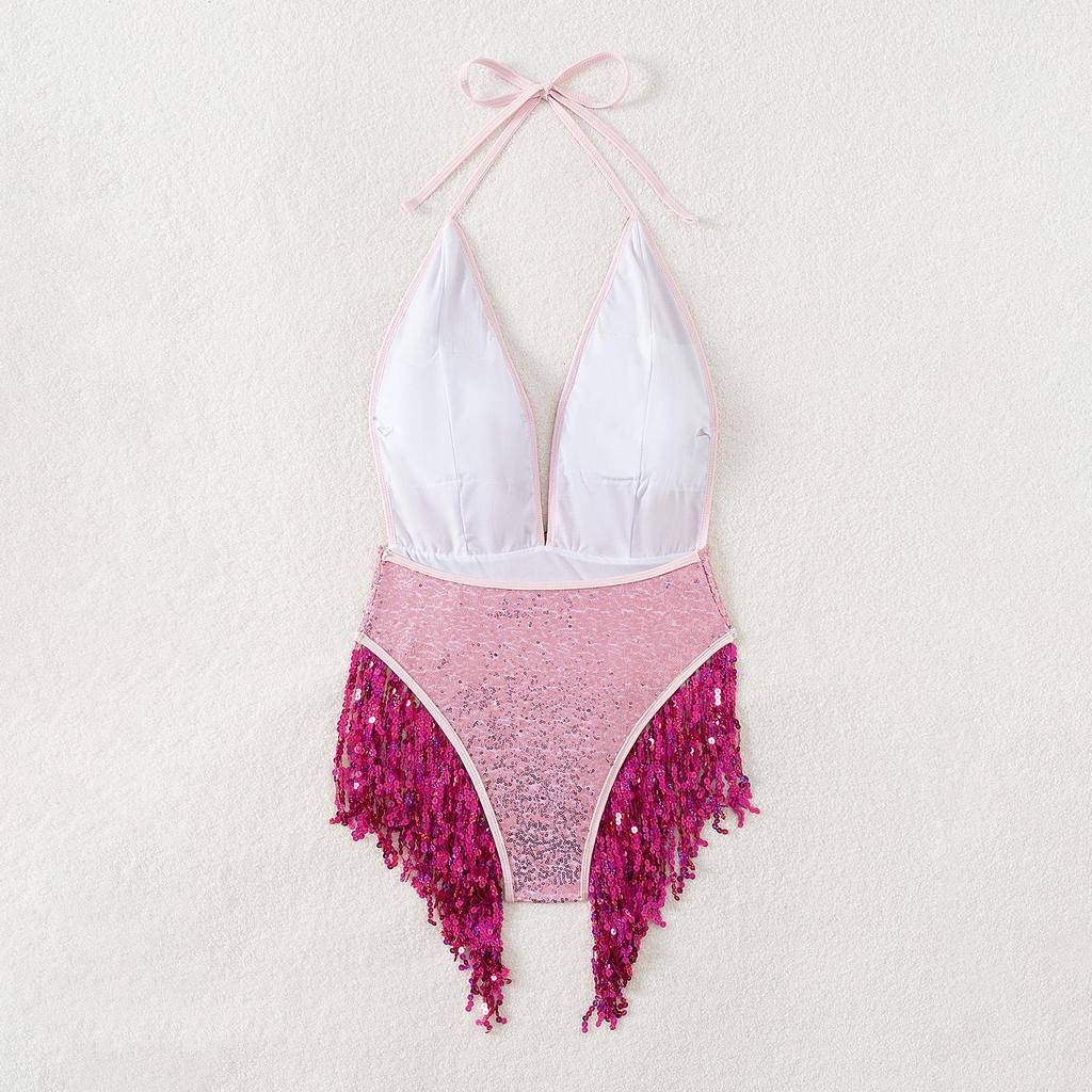 Women Sexy Triangle Split Bikini Suit Set Tie Side G-String Thong Swimsuit One Shoulder Elastic