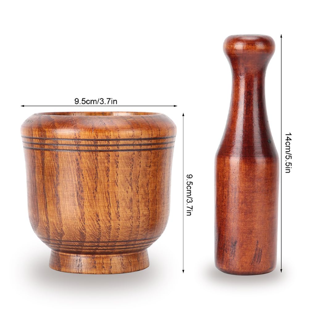 Mortar and Pestle Set, Pestle and Mortar Bowl, Wooden Mortar and Pestle Set, Kitchen Grinding Bowl Household Kitchen Manual Garlic Masher Set Mashing