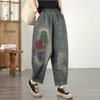 Taglie forti Vintage ricamo vita alta casual larghi Donna Primavera estate autunno jeans denim Pantaloni Harem