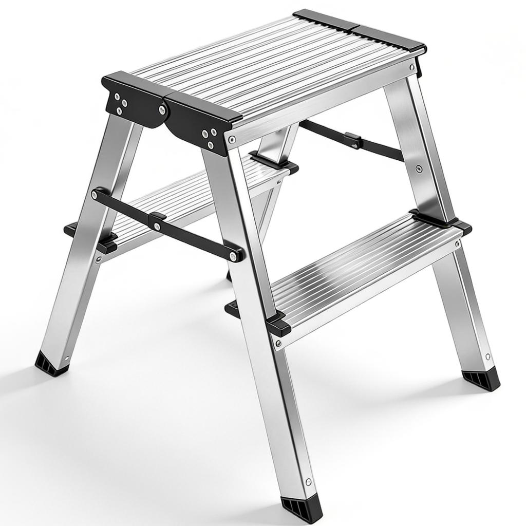 2-3 Layer Anti Slip Aluminum Ladder -22IN - Silver