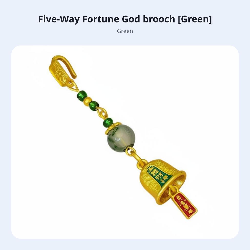 Five Fortune Gods Cheongsam Brooch, Cloisonné Oil Drip chime charm, auspicious Wealth hanging accessory