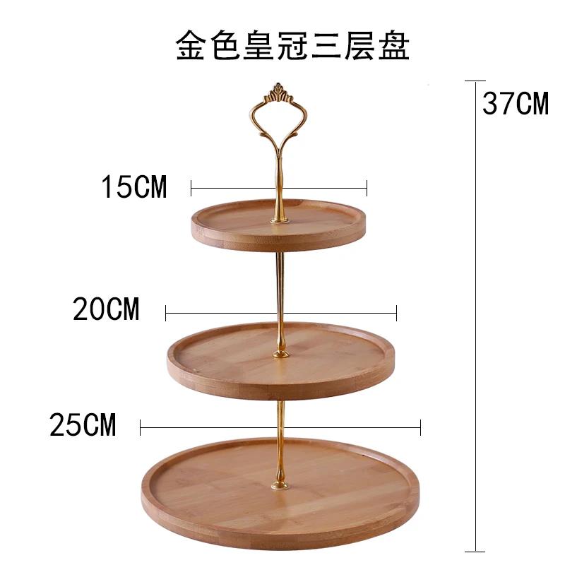 Natural Bamboo Tray Creative Double Layer Fruit Bread Plate Living Room Household Tableware Afternoon Tea Snack Cake Stand