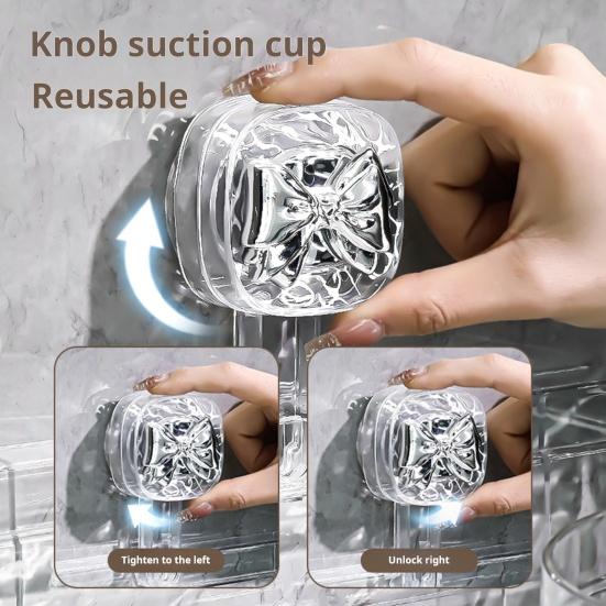 No-Drill Clear Wall Caddy Storage Rack with Suction Cup Triangular Compartments Strong Load-bearing Easy To Install Bathroom Corner Storage Shelf