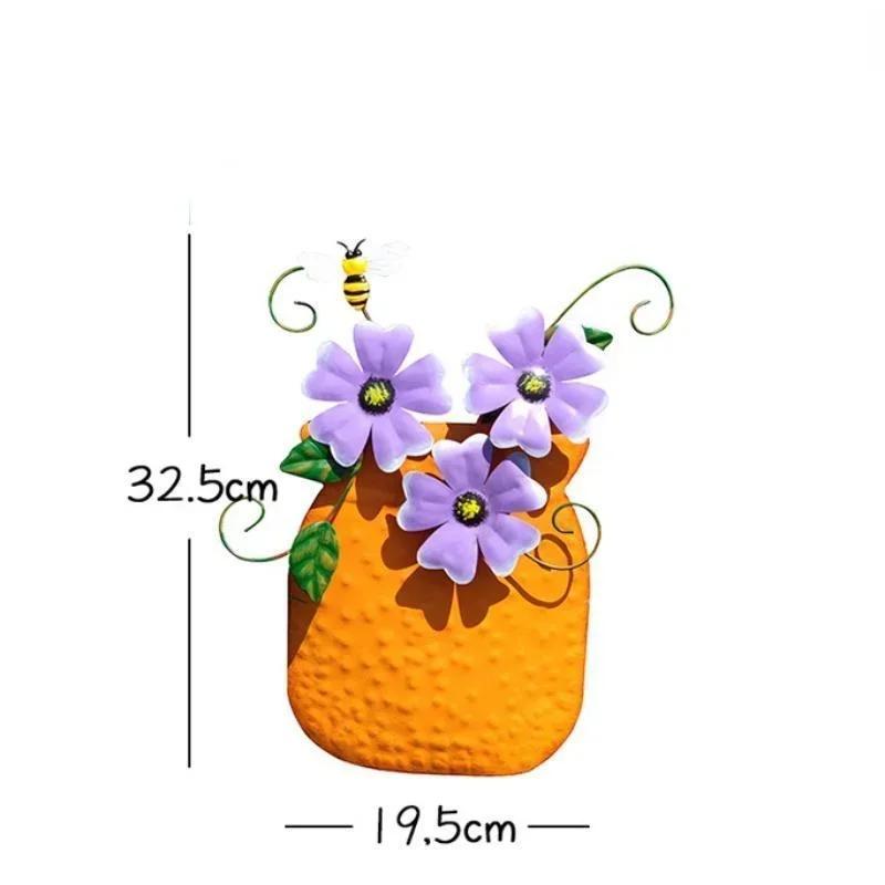 1Pcs Handmade Painted Iron Vases Wall Decorations Vase Arrangement Home Decor Ornaments Garden Decor Balcony Decors Villa Decors