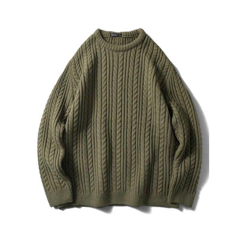 Japan fashion Retro Jacquard Sweater Men's Winter Twist Casual Lazy Inner wear Warm Foreign Trade Cattle Goods Knit Outerwear