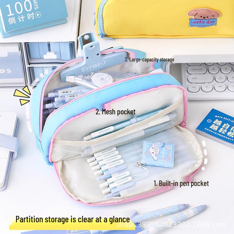 High-Capacity Japanese Minimalist Pencil Case for Middle and Primary School Girls