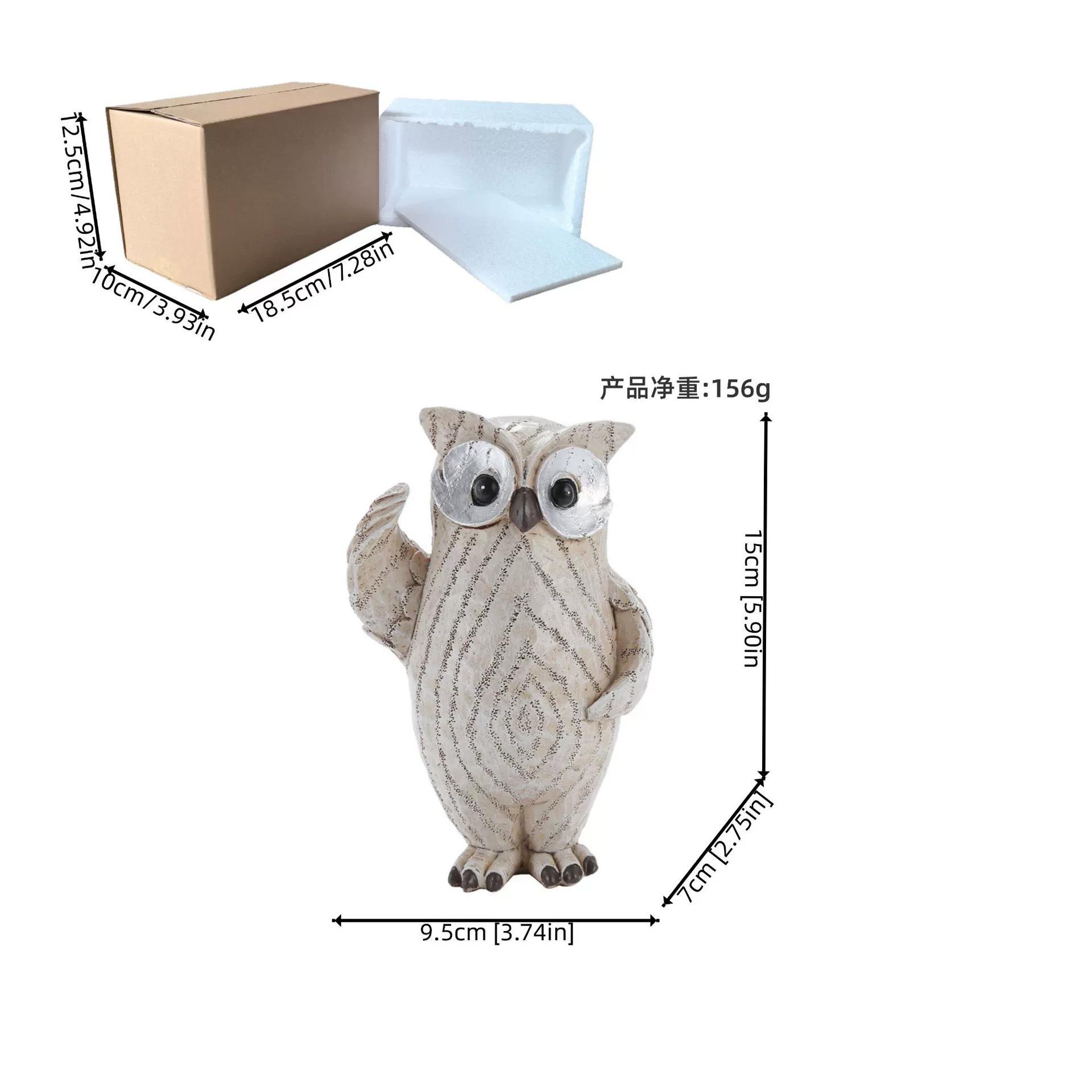 

Salute Owl Creative Decorative Bird Resin Sculpture Animal Statue Home Entrance Cabinet Artwork Desktop Ornament Collectible