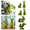 Flocked Rabbit Fairy Garden Statue Figurine Yard Bunny Sculpture Indoor and Outdoor Office Hotel