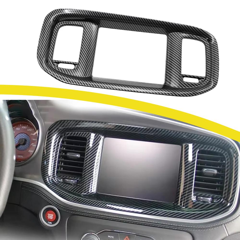 For Dodge Charger 2016-2023 Dashboard DVD Nav Anti-scratch Protector Carbon Fiber Style Centeral Control Navigation Frame