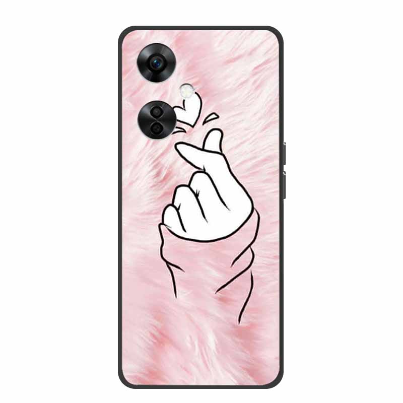 For OnePlus Nord CE 3 Lite 5G Cases Black Silicone Soft Cute Cat Rose Case For OnePlus Nord CE 3 5G Heart Lion Luxury TPU Cases