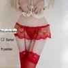 Jinxiao Sexy Lingerie Set: See-Through Lace, Removable Hot Stockings, Garter, and Temptation Thong.