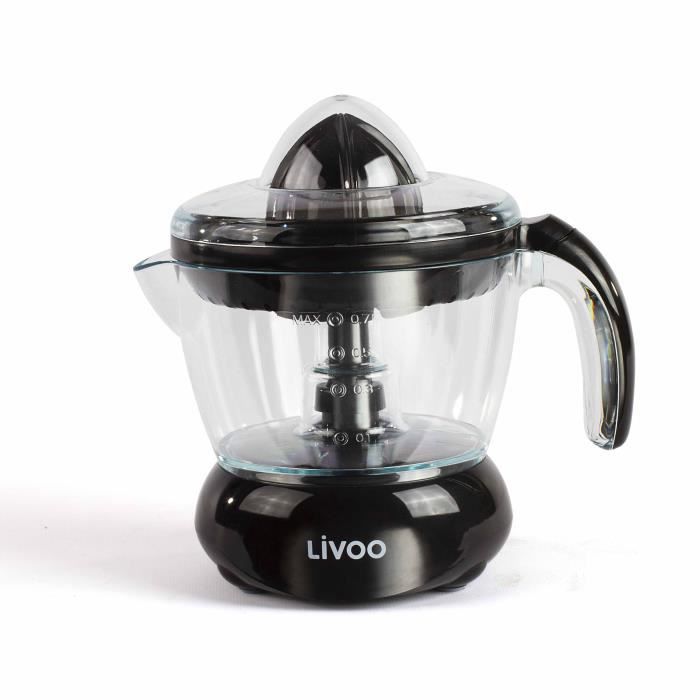 Presse-agrumes électrique - LIVOO - DOD131N - 25 W - 1 grand cône et 1 petit cône - 700 ml - Noir
