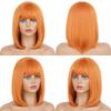 MISSQUEEN Short Bob Wig with Bangs for Girls Synthetic Bob Straight Wigs Wig for Party/Daily Heat Resistant Wig Shoulder Length
