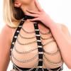 Fashion Chest Harness with Chain for Women Leather Lingerie Suspender Bra Bondage Harness Gothic Fetish Bdsm Exotic Clothing