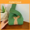 Cute Vintage Cartoon Style Bucket Bag For Women In Khaki Green Yellow Pink Soft Knit Material