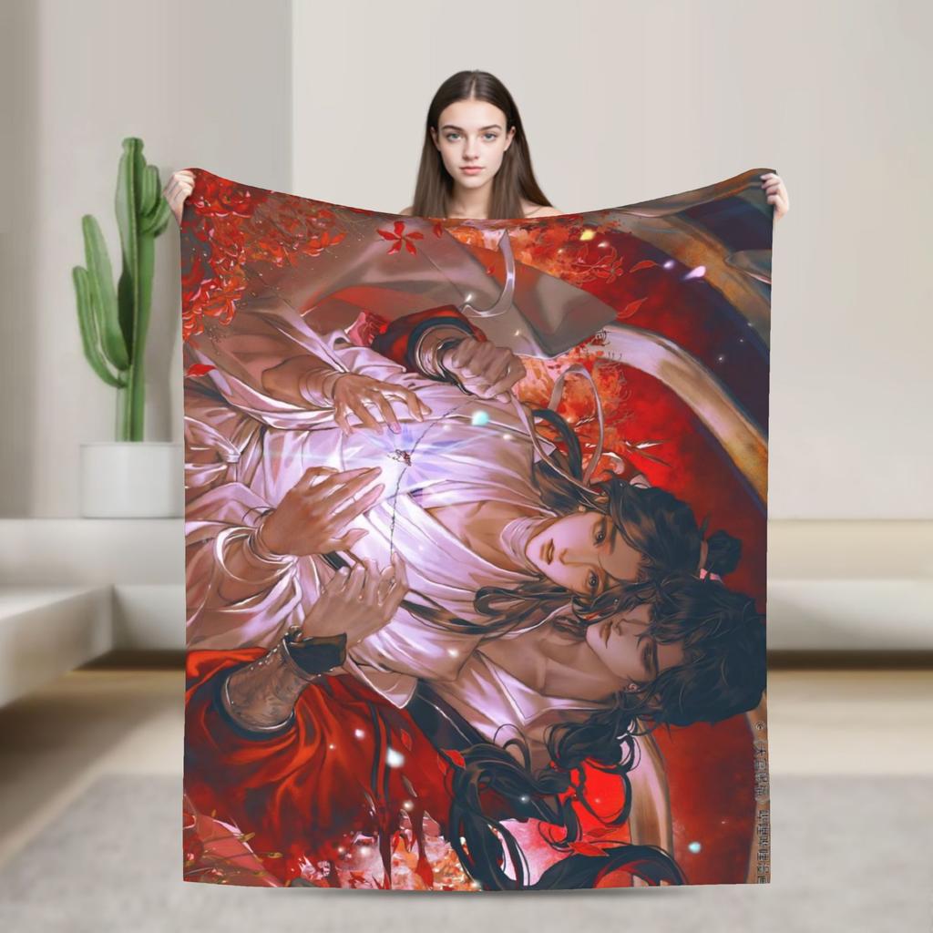 Heaven Official's Blessing Blanket  Soft Funny Plush Throw Blanket For Living Room Decorative Flannel Bedspread Bed Cover