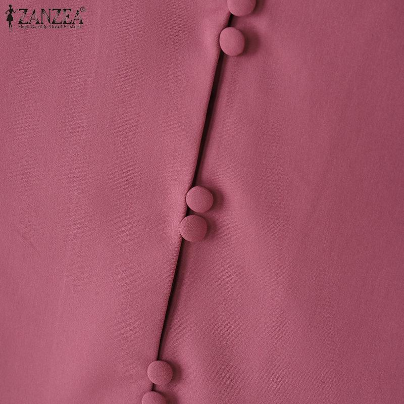 ZANZEA Women Casual Round Neck Solid Color Short Sleeve Blouse