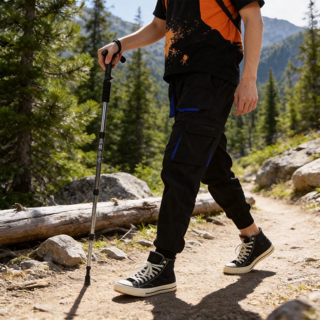 Mountaineering Poles Aluminum Alloy Trekking Staff With Adjustable Handle For Hiking And Outdoor Activities