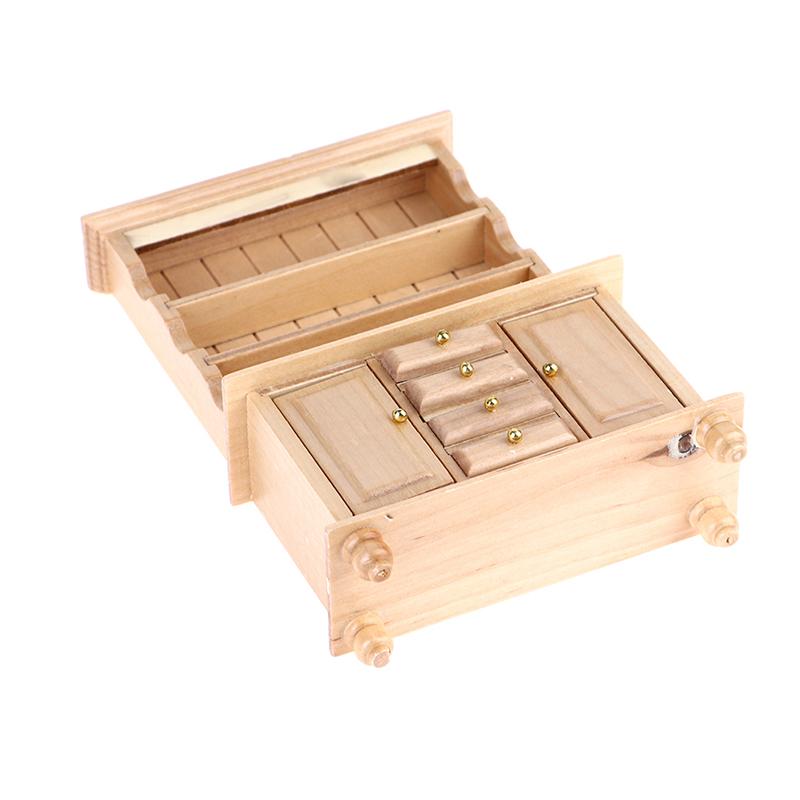 1:12 Dollhouse Miniature Wood Display Cupboard Shelf Cabinet Decoration Painted