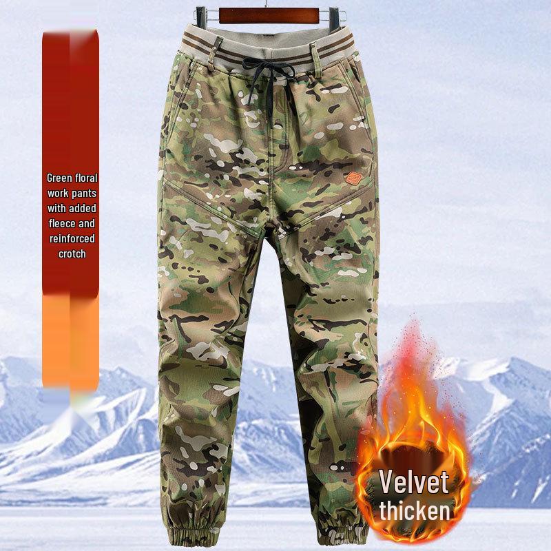 

Men s Slim Fit Warm Camouflage Work Pants - Autumn/Winter Elastic Ankle Casual Size 175 [Recommended 60-70 kg]