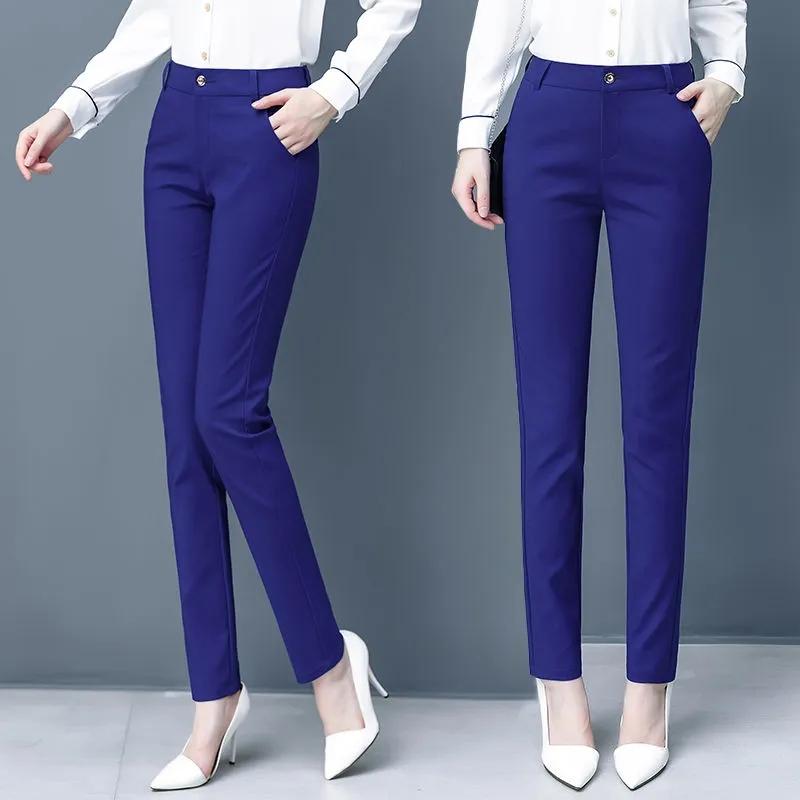 Women Ankle-length Trousers Casual Spring Office Formal Pantalon Slim Skinny High Waist Elastic Pencil Pants Plus Size