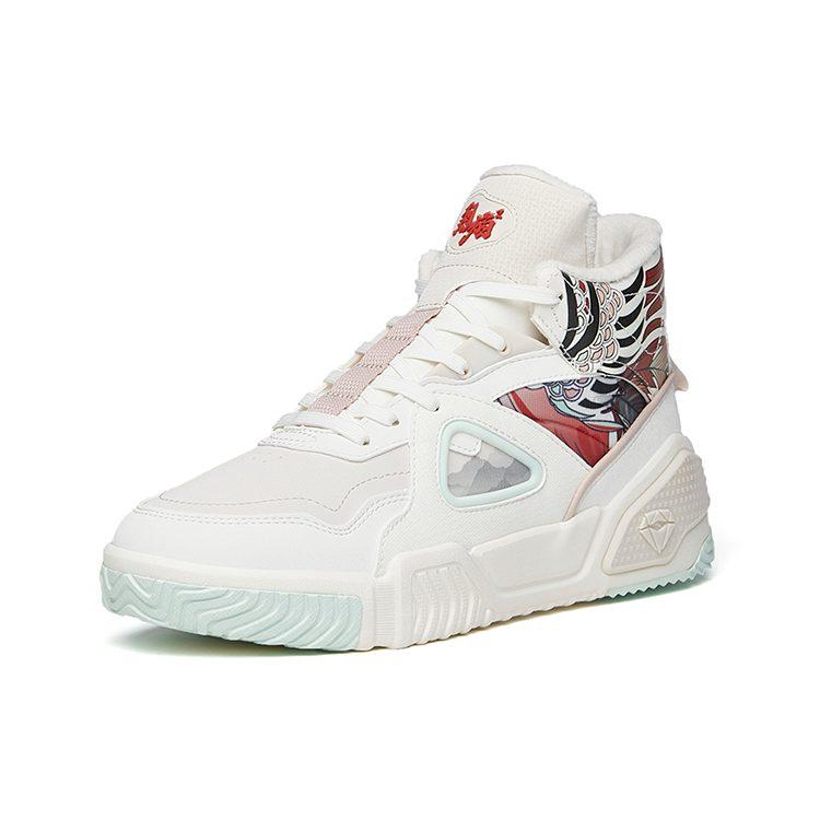 Anta Life Collection Slip Resistant Abrasion Resistant High top Skateboard Shoes Women's White Red 122148902-3