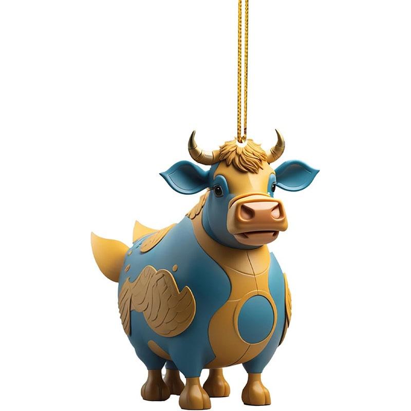 Colorful Cartoon Cow Car Hanging Ornament For Christmas Tree Home Decor