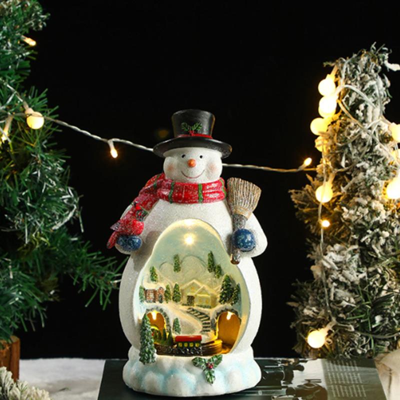 LED Light Rotating Music Box Christmas Snowman Multifunctional Music Box Christmas Gift Ornaments