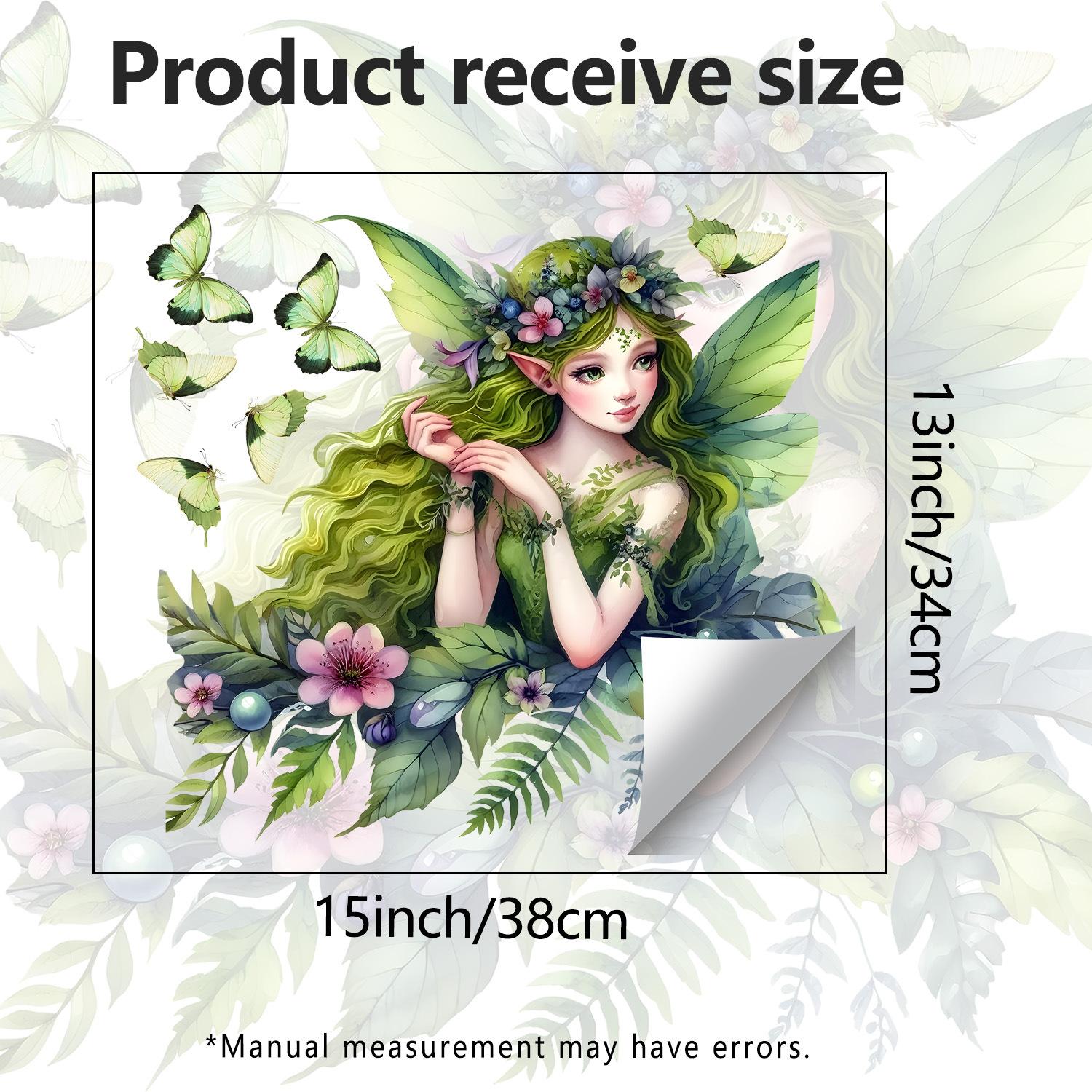 

Green Elf Fairy Glass Stickers for Children s Room, Bedroom and Living Room JDT-A595