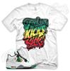 White SICK KICKS Sneaker T Shirt for J1 4 Rasta Lucid Green Carnival Multi