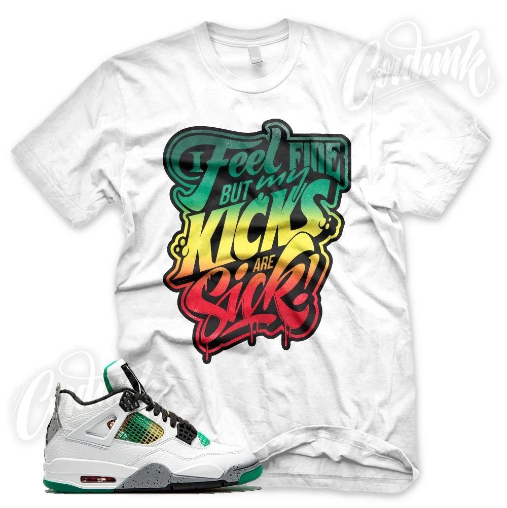 Белая футболка SICK KICKS для кроссовок J1 4 Rasta Lucid Green Carnival Multi L