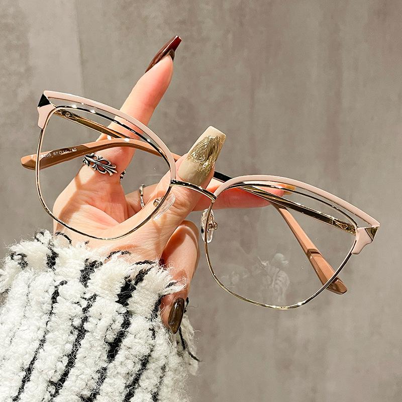 

New Style Triangle metal anti blue light glasses for women men fashion new hollow metal eyeglass frame Computer goggles