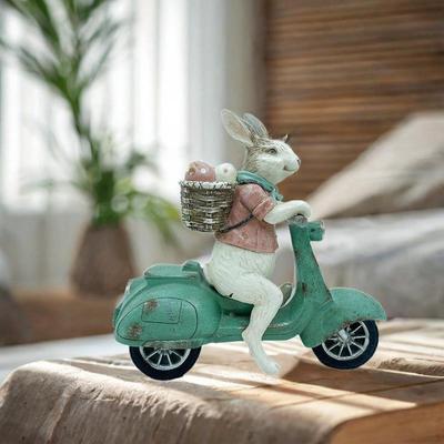 Kaninchen-Statue, Figur, Hase, Reiten, Fahrrad, Skulptur, Figur für drinnen und draußen, Ostern, Urlaub, Dekoration
