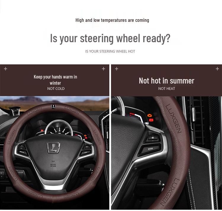 Genuine Leather Steering Wheel Cover for Luxgen U6/U5, Big 7 Rui 3 Na 5U6 – Non-Slip, Universal Fit for All Seasons