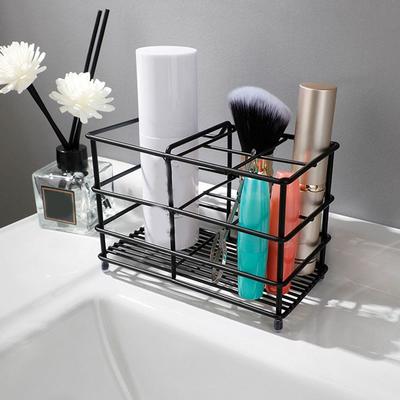 Stainless Steel Toothbrush Holder Easy To Clean Black/Silver Toothbrush Toothpaste Shelf Non-Slip Saving Space