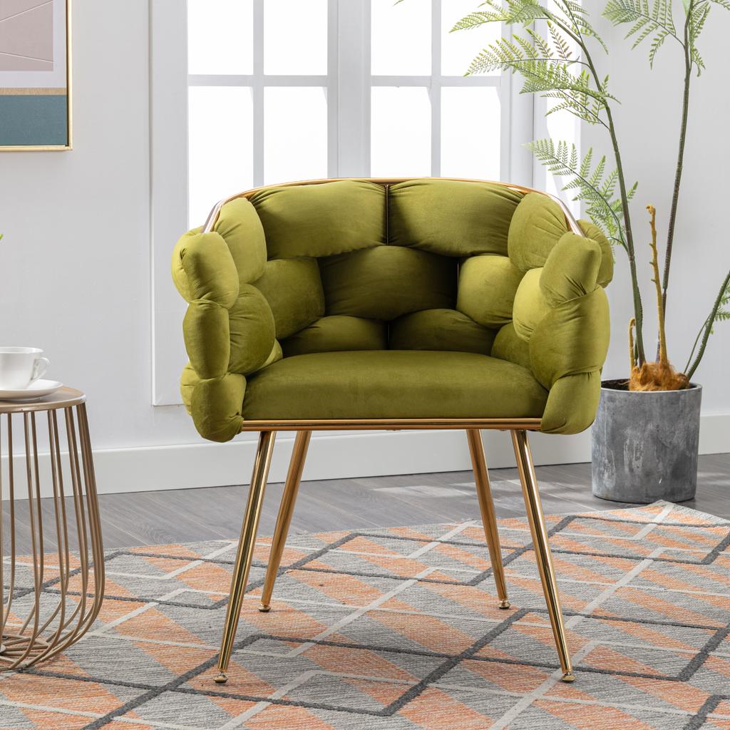 Luxuriöser, Moderner Akzentstuhl, Schminktischstuhl mit Metallrahmen für Schlafzimmer, Wohnzimmer, Esszimmer