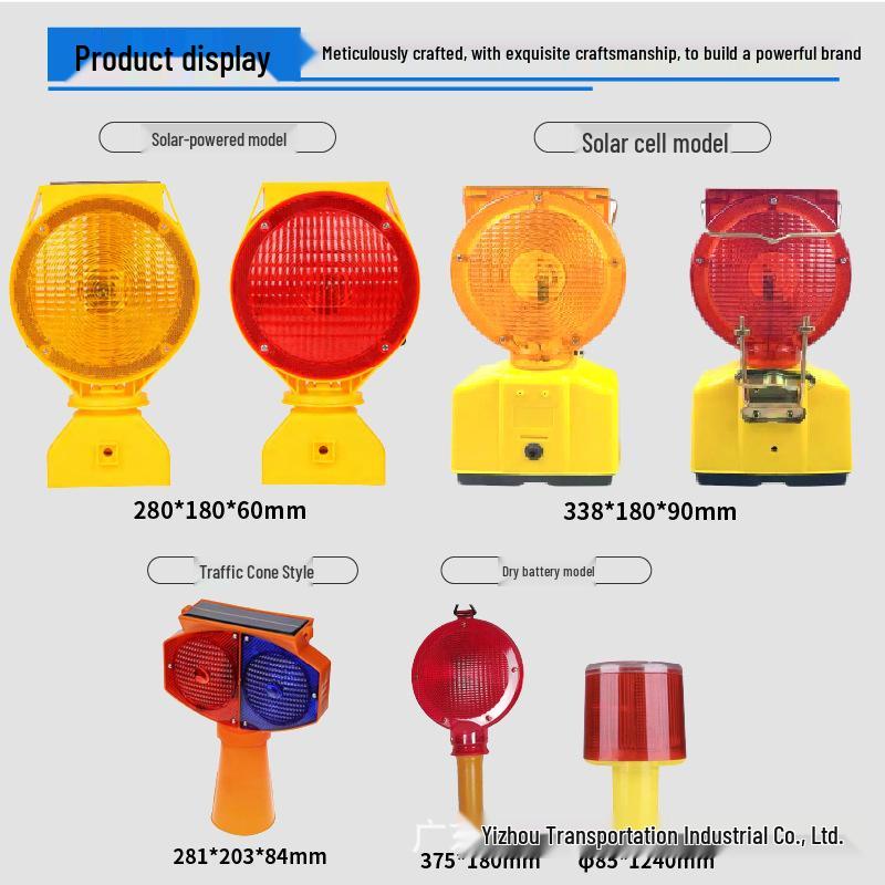 Custom Solar-Powered LED Red/Blue Flashing Traffic Lights for Road Construction and Barrier Safety