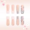 24pcs Square False Nail with 3D Flower Rhinestones Press On Nail Quick and Easy Application for Office or Party Use