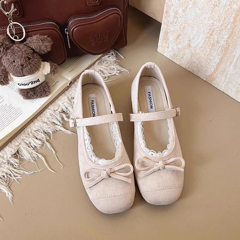 Herbst zarte Schleife Mary Jane Einzel-Schuhe neue weiche Sohle Ballettschuhe Französische Freizeitschuhe