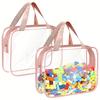 reusable clear PVC board game organization bag, zippered travel storage bag for blocks, puzzles, student books and backgammon